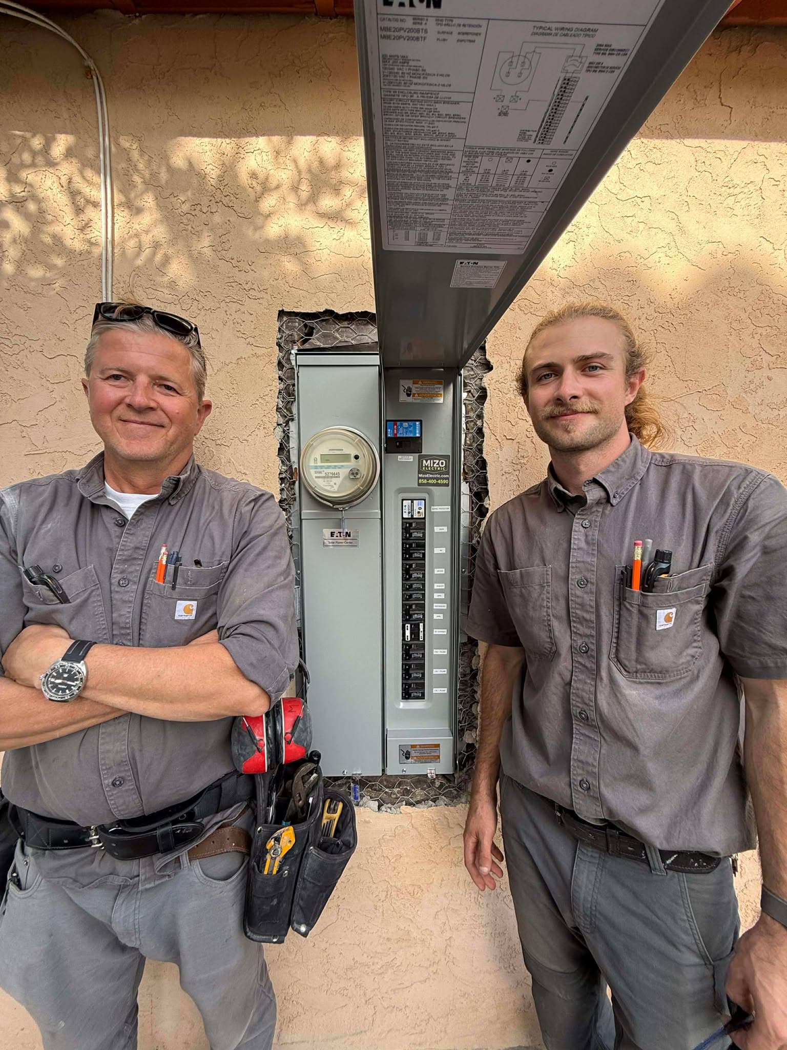 MIZO Electric team working beside a completed electrical panel