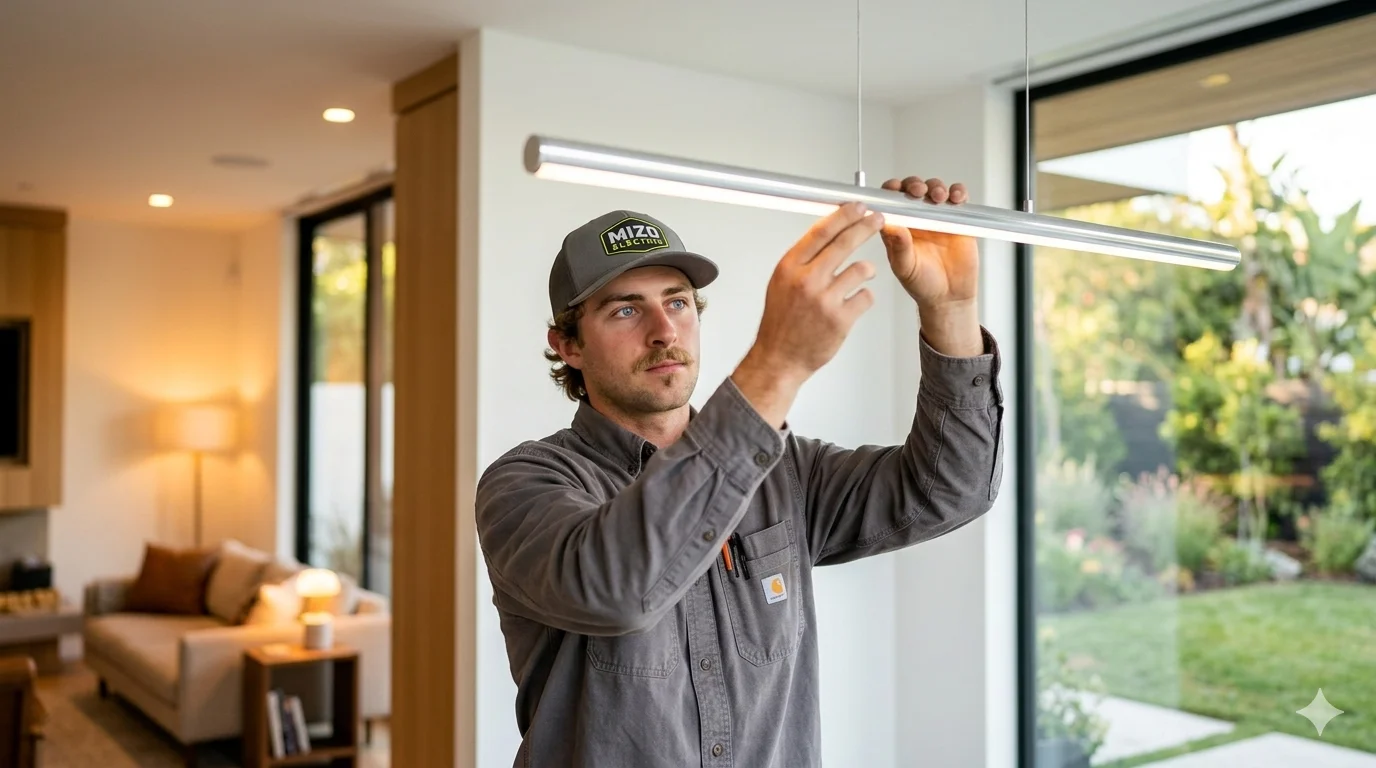 MIZO Electric technician working in a North County San Diego home